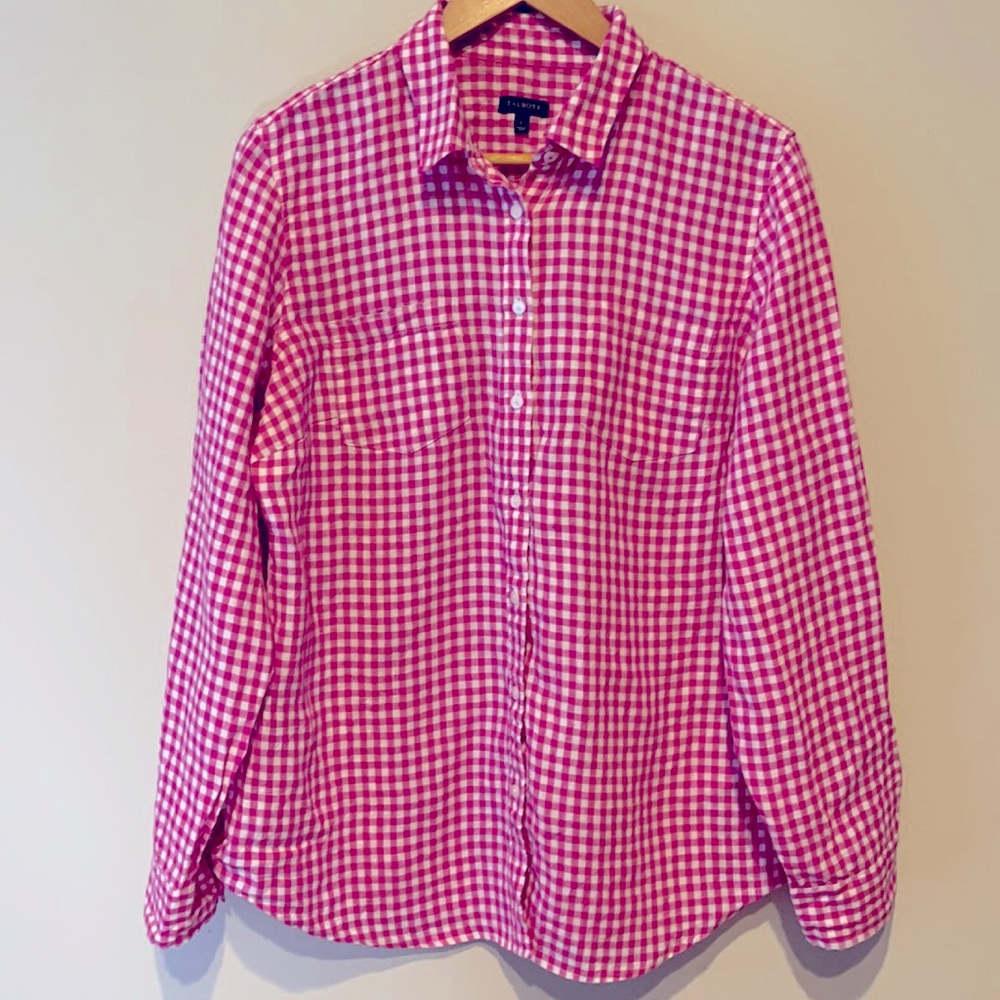 Talbots pink button down top